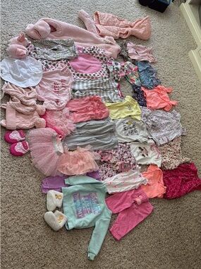 Girls Pink Clothing Lot - Mixed Dresses, Tops & Sleepwear size 6-9 months